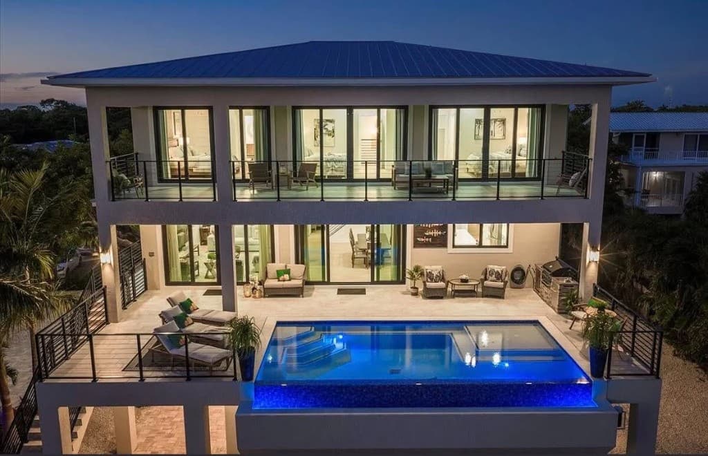 Residential engineering for an elevated pool on a waterfront home in the Florida Keys